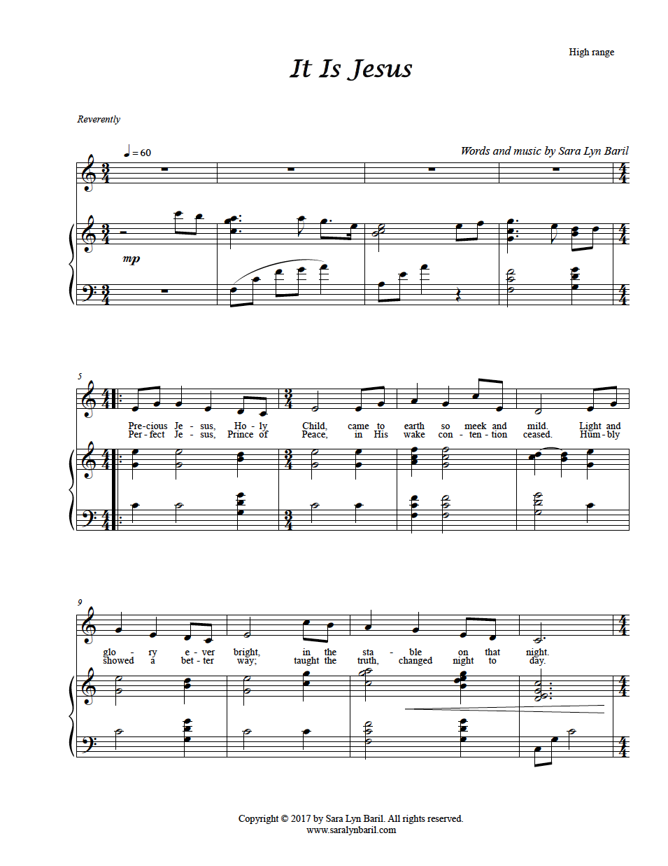 It Is Jesus - PDF Sheet Music - Sara Lyn Baril