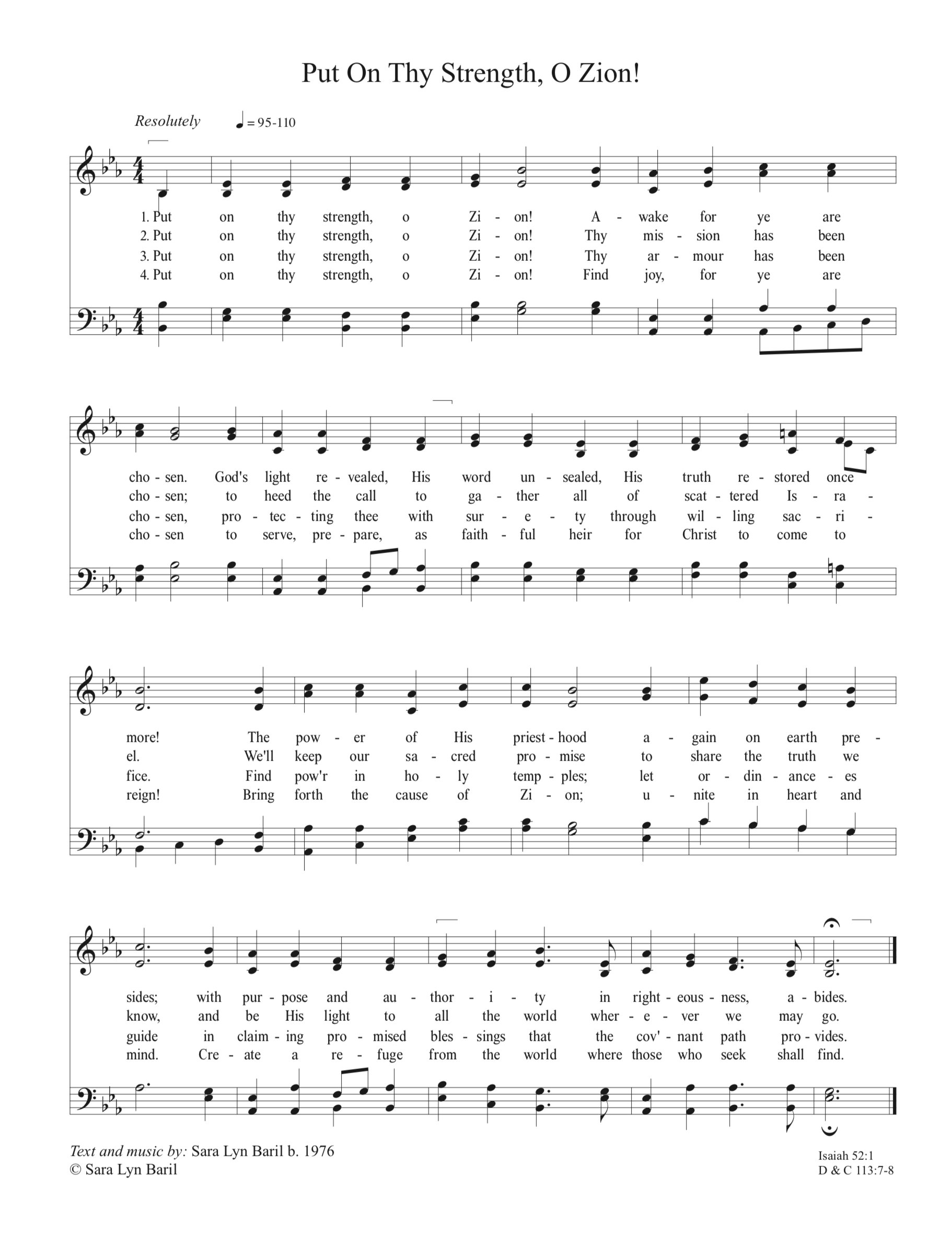 Put On Thy Strength, O Zion! PDF Sheet Music - Sara Lyn Baril