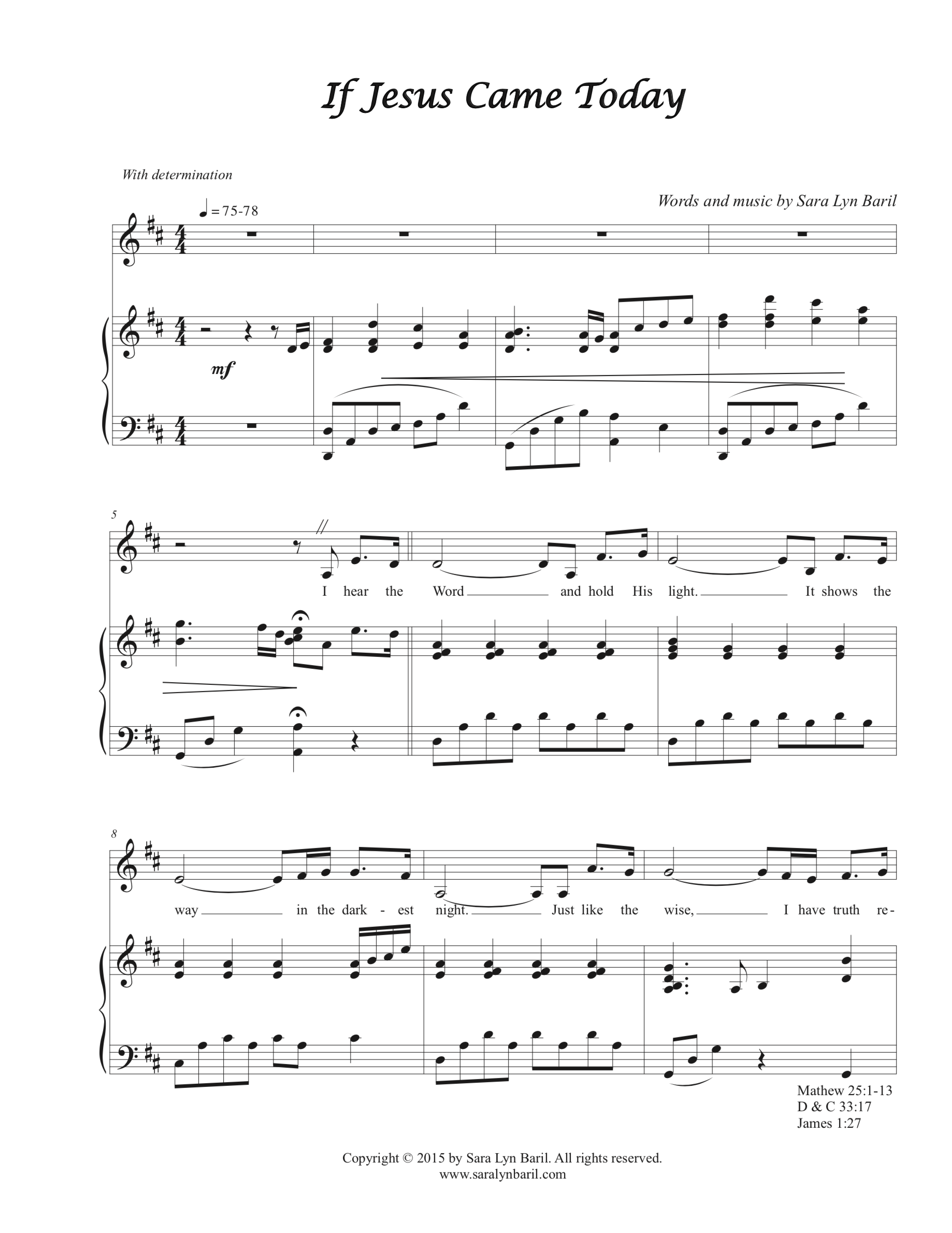 If Jesus Came Today - PDF Sheet Music | Sara Lyn Baril