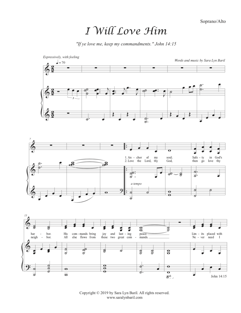 I Will Love Him - PDF Sheet Music | Sara Lyn Baril
